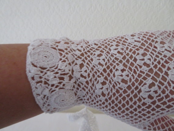 Vintage White Flower Detail Cotton Crochet Lace W… - image 2