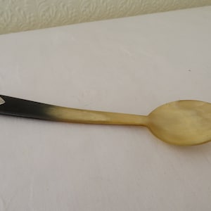 Vintage Antique Horn Spoon with Silver Engraved Shield and Letter I (i) in Script - 18th Century Scottish Handcrafted