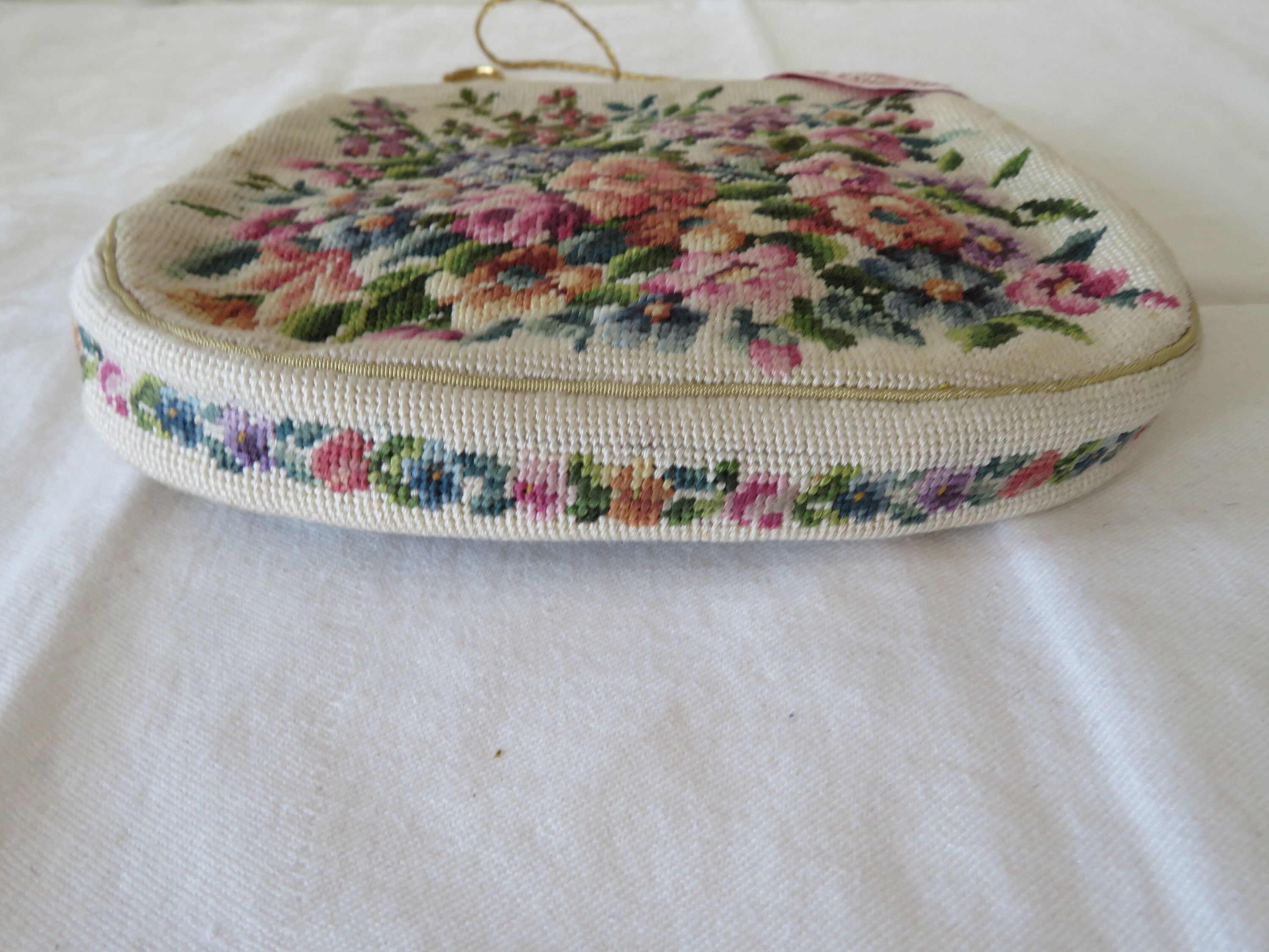 Vintage Petit Point/tapestry/embroidered Evening Bag/mirror