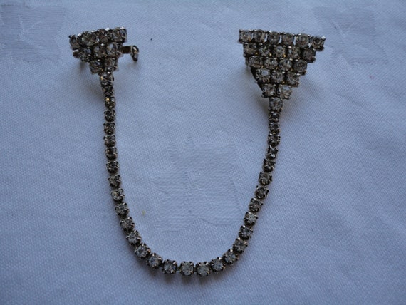 Vintage Diamante/Rhinestone & Silver Tone Triangl… - image 4