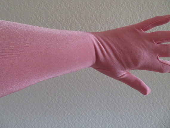 Vintage Bubblegum Pink Stretch Opera Length Glove… - image 4