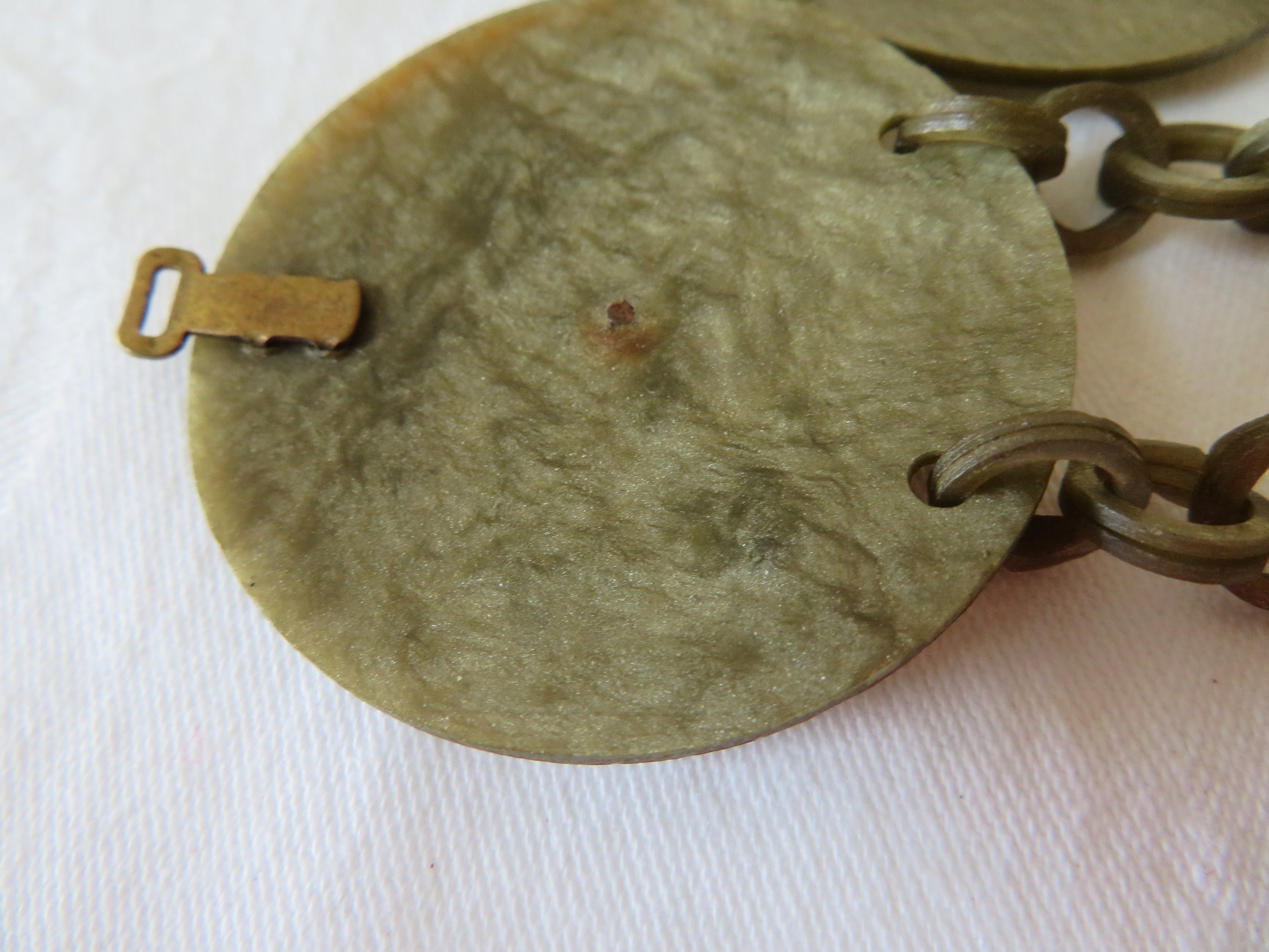 Vintage Art Deco Celluloid Belt - Marbled Green, Faux  display picture 3