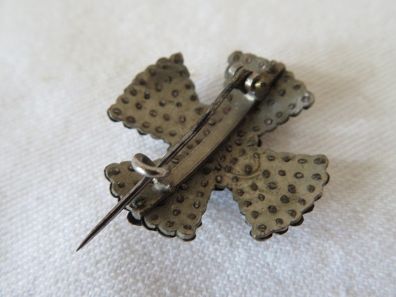 Antique/Vintage Cut Steel Templar Cross Shape Bro… - image 7