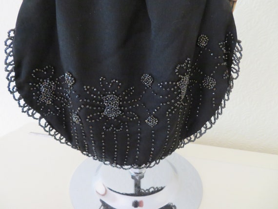 Authentic Art Deco Black Beaded Silk & Cream Cell… - image 6