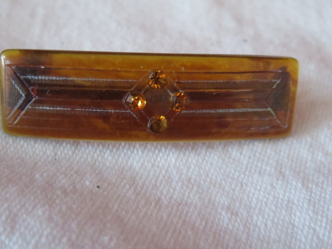 Vintage Faux Tortoiseshell Orange Diamante rhinestone Hair Clip slide vintage-faux-tortoiseshell-orange-diamante-rhinestone-hair-clip-slide