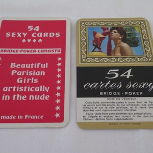 Pacchetto vintage di carte da gioco "Belle ragazze parigine artisticamente nude" realizzate in Francia - anni '60 - Lingerie/Nudo/Sexy/Osé/Erotico