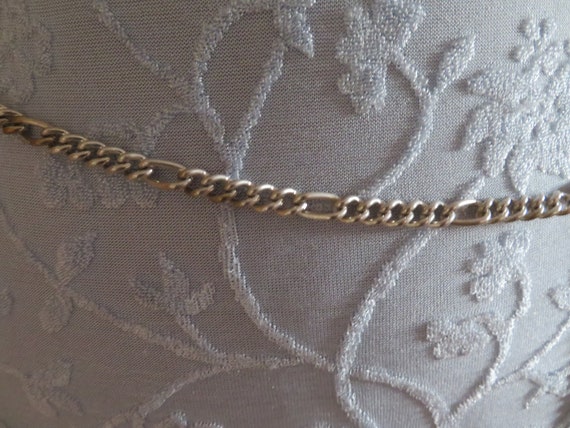 Vintage Silver Tone Figaro Chain Link Belt with D… - image 2