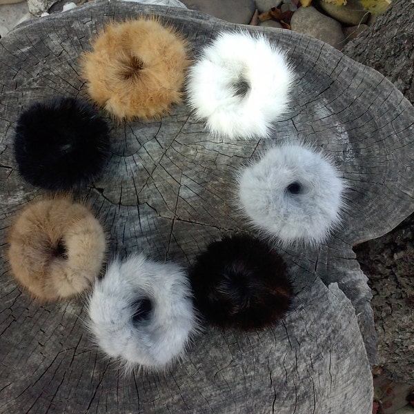 Furry mink scrunchy. Different colors. Medium size.