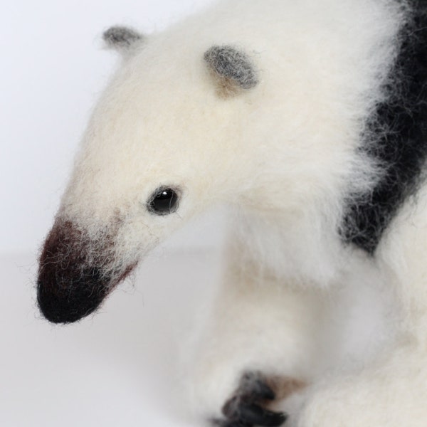Needle Felted, Collared Anteater, Soft Sculpture