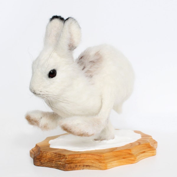 Needle Felted, Snowshoe Hare, Sculpture, Medium Size, Art