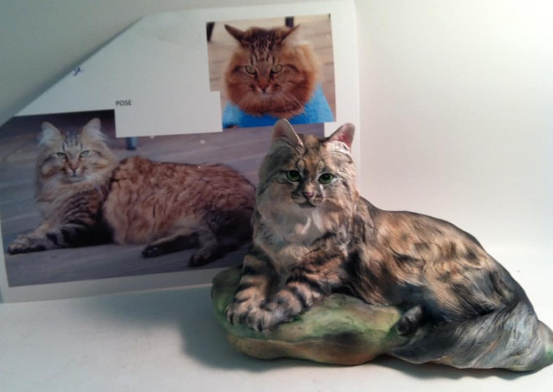 YOUR Tiger Tabby CAT Sculpted Porcelain Custom sculpture URN Etsy