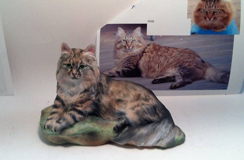 YOUR Persian Any Breed from your Photos long haired Snowshoe or Himalayan CUSTOM Cat Sculpture or pet Urn hand made in Porcelain Clay