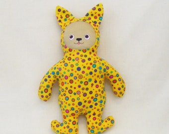 Dotted Yellow Stuffed Toy Dog Doll, Stuffie, FREE SHIPPING