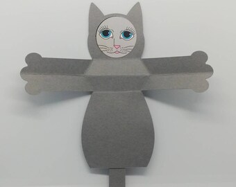 Ruchoma zabawka papierowa „Spat Cat” Karta, prezent