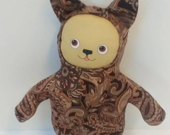 Paisley Flannel Stuffed Dog Doll: Handmade Soft Animal