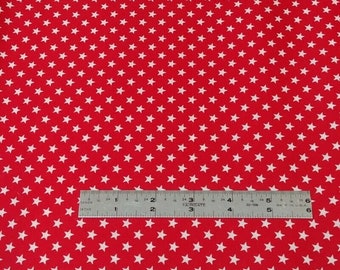 Tkanina Białe Gwiazdy na Czerwonym Tle, Fabri-Quilt 100% Bawełna