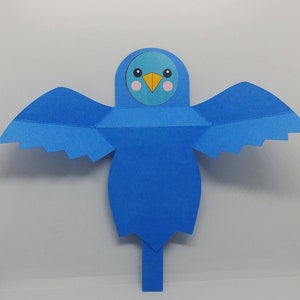 Juguete de papel en movimiento Tarjeta "Bluebird of Happiness", regalo
