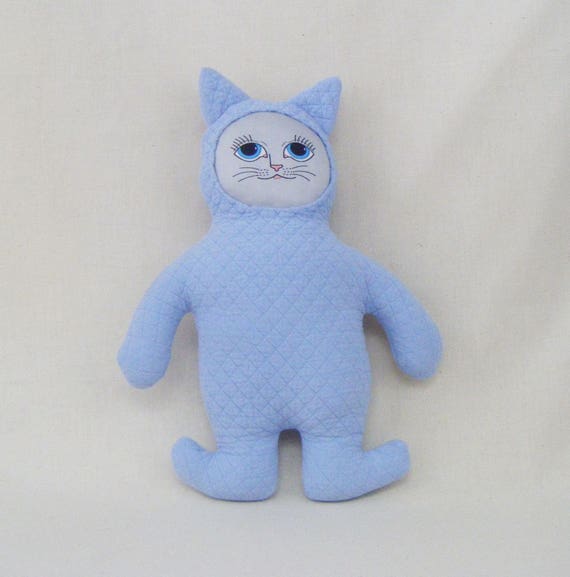 blue stuffed cat