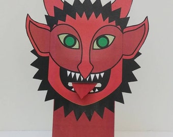 Ruchoma papierowa kukiełka Krampus