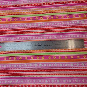 Michael Miller Fabric Stripe Ditty, Pink, Yellow, Orange Out of Print