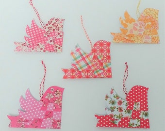 Ozdoby papierowe w kształcie ptaków lub prezent, zestaw 5 sztuk