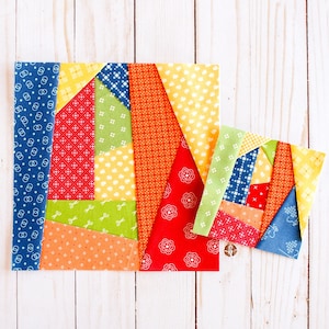Crazy Scrap Block 2, Patchwork, Foundation Paper Piecing Pattern, FPP, Quilt Block, Multiple Sizes