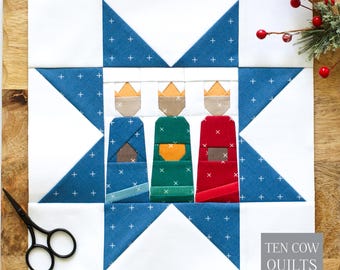 Wisemen Star Quilt Block Pattern, Foundation Paper Pieced, FPP, Nativity