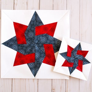 Knotted Star Foundation Paper Piecing Pattern, FPP, Quilt Block, 5-inch, 6-inch, 8-inch, 9-inch, 10-inch, 12-inch image 1