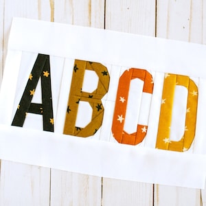 Padrão de patchwork de base de alfabeto de 4 polegadas, nome, personalizado, blocos de colcha, padrão de bebê personalizado, download em PDF, ABC, letras, inicial