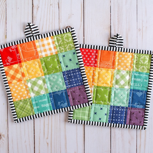 Basic Hot Pad Pattern, Quilted Potholder, Basic, Beginner, Quick, Easy, Gift, First Sewing Project