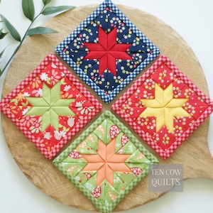 Mini Folded Star Coaster Sewing Pattern, Easy Simple, Mug Rug, PDF File