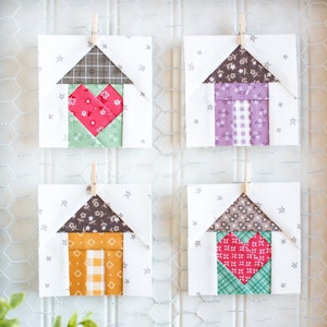 Cartamodello per la creazione di fondazioni in 5 misure per Tiny House, Heart House, FPP, Quilt Block, Tiny Mini Small, PDF Download Valentine Block