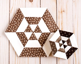 Spider Web Hexagon Foundation Paper Piecing Quilt Block, Hexi, Multiple Sizes, PDF Download