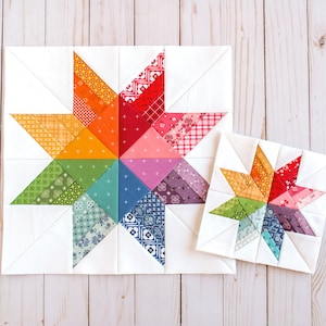 Nova Star Quilt Block, Foundation Paper Piecing, FPP, diverse dimensioni, download PDF, 6 pollici, 8 pollici, 10 pollici, 12 pollici