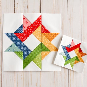Modello di carta per patchwork di Star Wreath Foundation, blocco trapuntato, 5", 6", 8", 10", diverse dimensioni, PDF scaricabile e stampabile, FPP