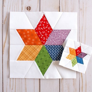 Six-Pointed Star Foundation Paper Piecing Pattern, FPP, Quilt Block, Multiple Sizes