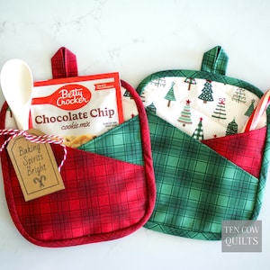 Folded Pockets Hot Pad Pattern, PDF, DIY Handmade Gift Idea, Quilted