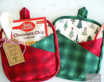 Folded Pockets Hot Pad Pattern, Quilted Potholder (PDF Download)
