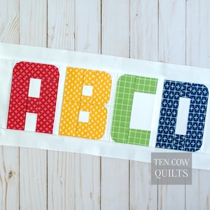 6-inch Chunky Alphabet Foundation Paper Pieced Quilt Block Pattern, FPP, Name, Custom, Personalized, Baby Blanket, PDF File, ABC&#39;s