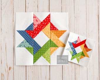 Star Wreath Foundation Paper Piecing Pattern, Quilt Block, 5", 6", 8", 10", Multiple Sizes, PDF Download Printable, FPP