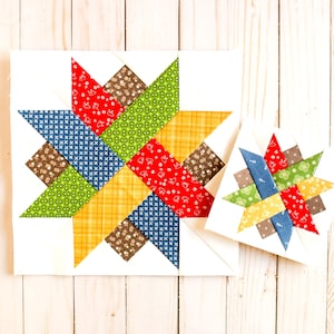 Woven Star 2, blocco trapuntato in 5 misure, modello FPP con carta da parati, download digitale di Sawtooth Star, 5 pollici, 6 pollici, 8 pollici, 10 pollici, 12 pollici