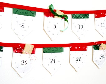 Christmas Advent Pattern, Bunting Banner Countdown, Days Until, Garland, Candy Treat, Tradition, Holiday, Easy, Fabric, Small Gift