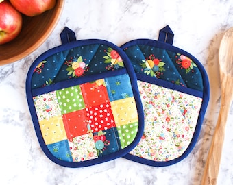 Quilted Potholder Pattern, Gift Idea, PDF File, DIY Handmade, Baking, Christmas, Holiday, Hot Pad, Easy, Tutorial, Sewing, Bonus Gift Tag