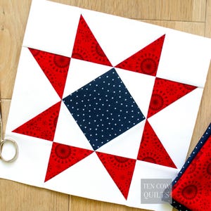 Barn Star Quilt Block Pattern: Foundation Paper Pieced (FPP) - 4-10 inch (PDF Pattern)