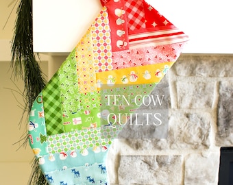 Woven Christmas Stocking Pattern: Foundation Paper Pieced (PDF Digital)