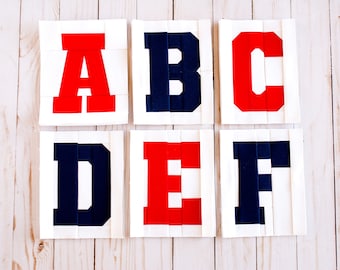 Academic Font Alphabet Quilt Blocks: FPP Pattern (6-inch) (PDF Pattern)
