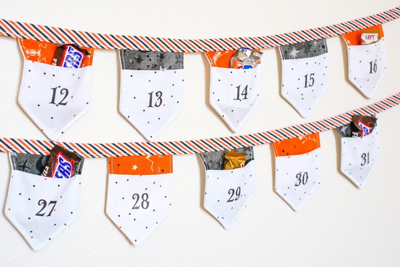 Halloween Countdown Banner Pattern, Advent Calendar October, Days Until, Garland, Fabric, Tradition, Kids Children Candy, Easy Beginner image 3