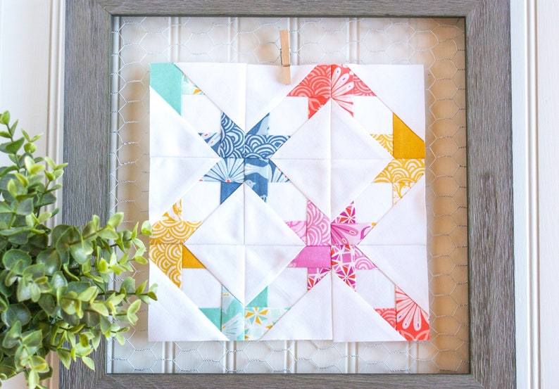 Star Square Foundation Paper Piecing Pattern, FPP, Star Quilt Block, PDF Download, Scrap Quilt, image 1