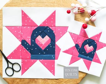 Mitten Star 6 Sizes Included, Foundation Paper Pieced Quilt Block Pattern, PDF Download