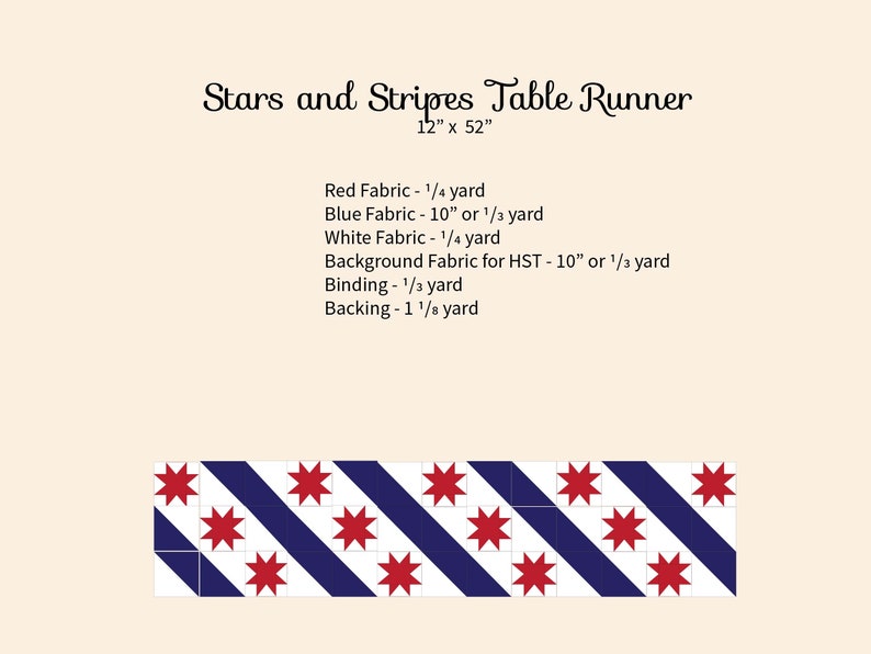 Stars & Stripes Patriotic Table Runner Pattern (PDF) - Etsy